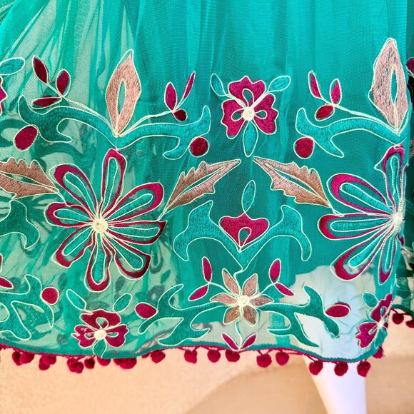 Emerald Embroidered Indian Anarkali Kurti Style Dress - Picture 6 of 8